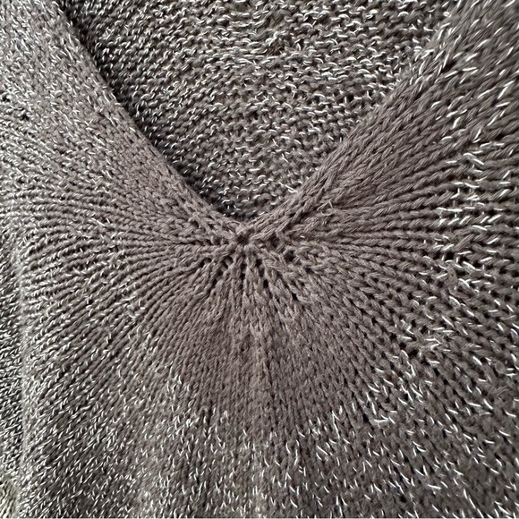 Adam by Adam Lippes Gray Ombre Knit V-Neck Tunic Sweater Cotton Boho Artsy Chic - Picture 3 of 10